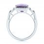 18k White Gold 18k White Gold Amethyst And Diamond Halo Fashion Ring - Front View -  103758 - Thumbnail