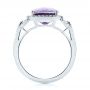 14k White Gold 14k White Gold Amethyst And Diamond Halo Fashion Ring - Front View -  103758 - Thumbnail