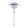 18k White Gold 18k White Gold Amethyst And Diamond Halo Fashion Ring - Side View -  103758 - Thumbnail