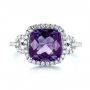 Platinum Platinum Amethyst And Diamond Halo Fashion Ring - Top View -  103758 - Thumbnail
