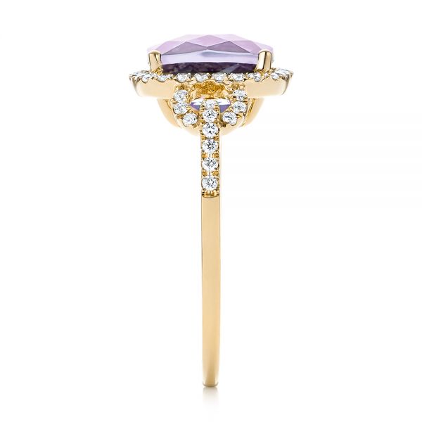 18k Yellow Gold 18k Yellow Gold Amethyst And Diamond Halo Fashion Ring - Side View -  103758