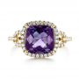 14k Yellow Gold 14k Yellow Gold Amethyst And Diamond Halo Fashion Ring - Top View -  103758 - Thumbnail