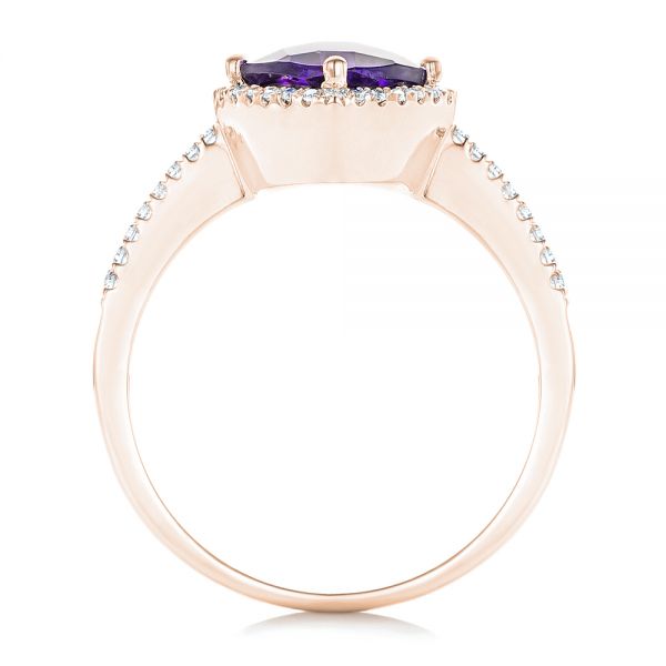 18k Rose Gold 18k Rose Gold Amethyst And Diamond Halo Ring - Front View -  102648