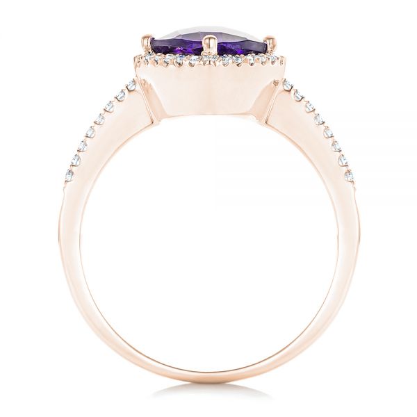 14k Rose Gold 14k Rose Gold Amethyst And Diamond Halo Ring - Front View - 102648