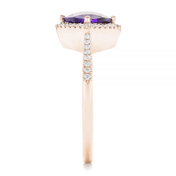 14k Rose Gold 14k Rose Gold Amethyst And Diamond Halo Ring - Side View - 102648