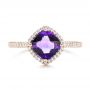 18k Rose Gold 18k Rose Gold Amethyst And Diamond Halo Ring - Top View -  102648 - Thumbnail