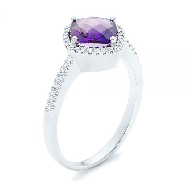 Amethyst and Diamond Halo Ring - Image