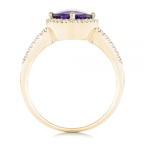 14k Yellow Gold 14k Yellow Gold Amethyst And Diamond Halo Ring - Front View -  102648