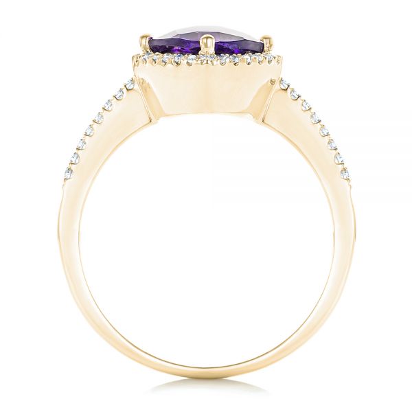 14k Yellow Gold 14k Yellow Gold Amethyst And Diamond Halo Ring - Front View - 102648
