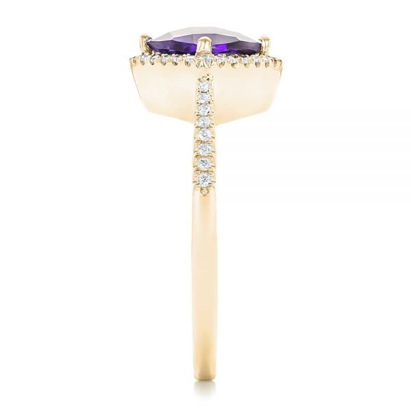 14k Yellow Gold 14k Yellow Gold Amethyst And Diamond Halo Ring - Side View - 102648