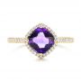 18k Yellow Gold 18k Yellow Gold Amethyst And Diamond Halo Ring - Top View -  102648 - Thumbnail