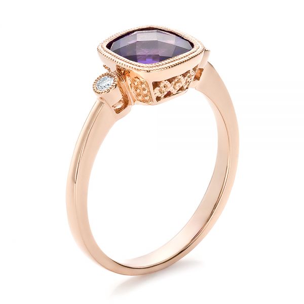 Amethyst and Diamond Rose Gold Ring - Image