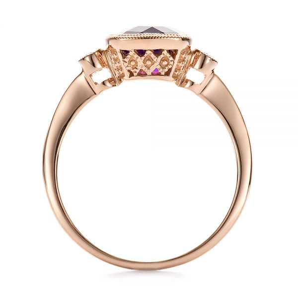 14k Rose Gold Amethyst And Diamond Ring - Front View -  100453