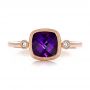 18k Rose Gold 18k Rose Gold Amethyst And Diamond Ring - Top View -  100453 - Thumbnail