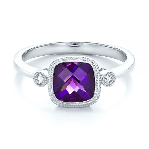 Platinum Platinum Amethyst And Diamond Ring - Flat View - 100453