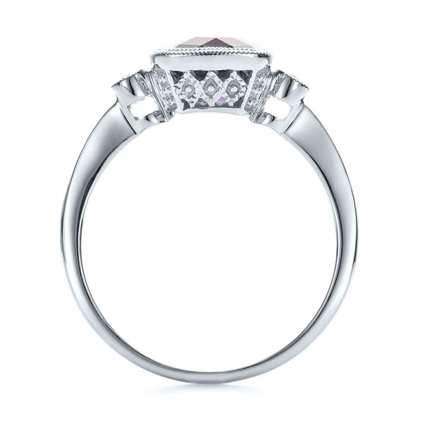  Platinum Platinum Amethyst And Diamond Ring - Front View -  100453