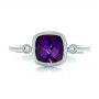  Platinum Platinum Amethyst And Diamond Ring - Top View -  100453 - Thumbnail