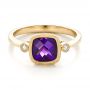 18k Yellow Gold 18k Yellow Gold Amethyst And Diamond Ring - Flat View -  100453 - Thumbnail