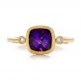 18k Yellow Gold 18k Yellow Gold Amethyst And Diamond Ring - Top View -  100453 - Thumbnail