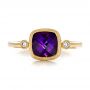 18k Yellow Gold 18k Yellow Gold Amethyst And Diamond Ring - Top View -  100453 - Thumbnail