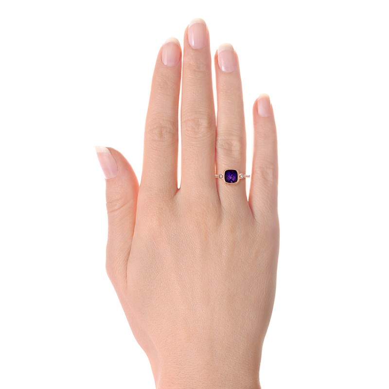 Amethyst and Diamond Rose Gold Ring - On hand