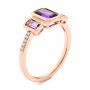 14k Rose Gold Amethyst And Diamond Three-stone Fashion Ring - Three-Quarter View -  106025 - Thumbnail