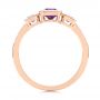 14k Rose Gold Amethyst And Diamond Three-stone Fashion Ring - Front View -  106025 - Thumbnail