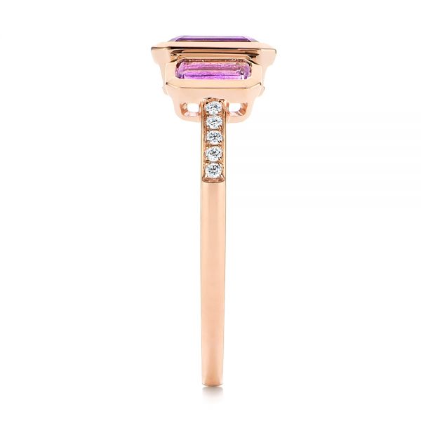 14k Rose Gold Amethyst And Diamond Three-stone Fashion Ring - Side View -  106025