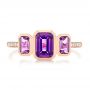 18k Rose Gold 18k Rose Gold Amethyst And Diamond Three-stone Fashion Ring - Top View -  106025 - Thumbnail