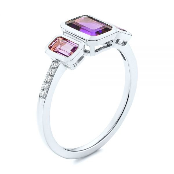 Amethyst and Diamond Three-stone Fashion Ring - Image