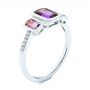  Platinum Platinum Amethyst And Diamond Three-stone Fashion Ring - Three-Quarter View -  106025 - Thumbnail