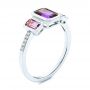 14k White Gold 14k White Gold Amethyst And Diamond Three-stone Fashion Ring - Three-Quarter View -  106025 - Thumbnail