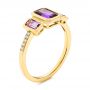 18k Yellow Gold 18k Yellow Gold Amethyst And Diamond Three-stone Fashion Ring - Three-Quarter View -  106025 - Thumbnail