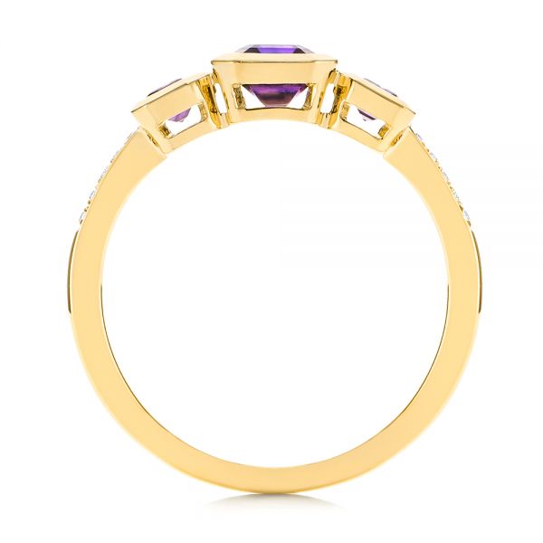 14k Yellow Gold 14k Yellow Gold Amethyst And Diamond Three-stone Fashion Ring - Front View -  106025