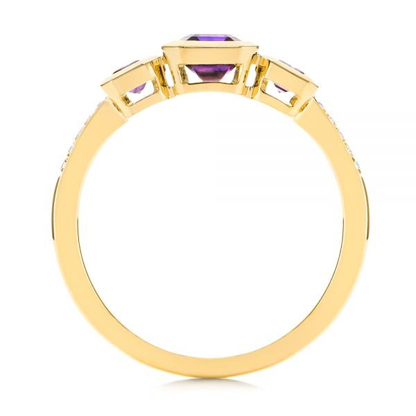 18k Yellow Gold 18k Yellow Gold Amethyst And Diamond Three-stone Fashion Ring - Front View - 106025