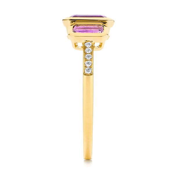 18k Yellow Gold 18k Yellow Gold Amethyst And Diamond Three-stone Fashion Ring - Side View - 106025
