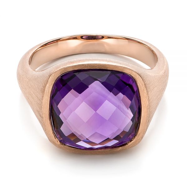 Rose Gold Rose Gold Amethyst Ring - Flat View - 101173