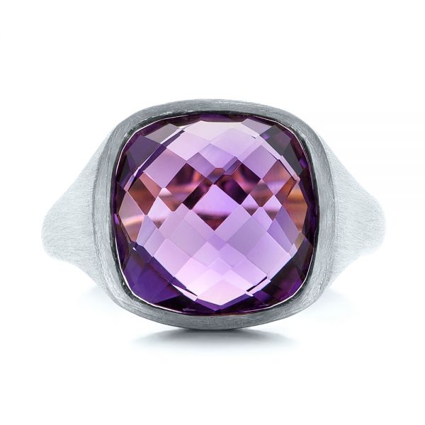 18k White Gold 18k White Gold Amethyst Ring - Top View -  101173