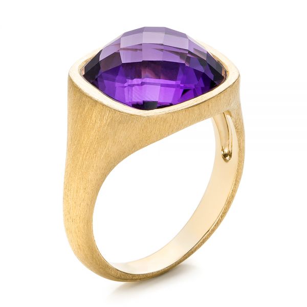 18k Yellow Gold 18k Yellow Gold Amethyst Ring - Three-Quarter View -  101173