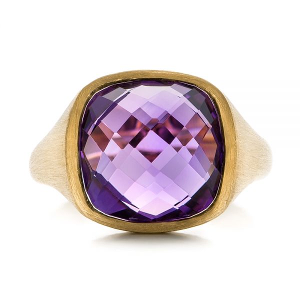 18k Yellow Gold 18k Yellow Gold Amethyst Ring - Top View - 101173