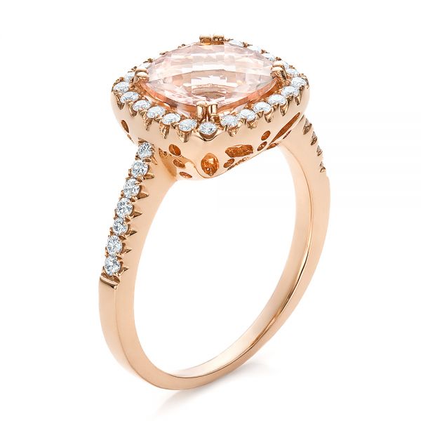 Antique Cushion Morganite and Diamond Halo Ring - Image