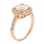 18k Rose Gold 18k Rose Gold Antique Cushion Morganite And Diamond Halo Ring - Three-Quarter View -  100456 - Thumbnail