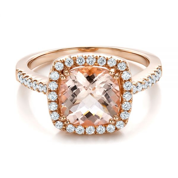 Antique Cushion Morganite And Diamond Halo Ring #100456 - Seattle ...