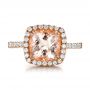 14k Rose Gold Antique Cushion Morganite And Diamond Halo Ring - Top View -  100456 - Thumbnail