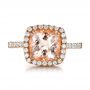 18k Rose Gold 18k Rose Gold Antique Cushion Morganite And Diamond Halo Ring - Top View -  100456 - Thumbnail