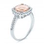 14k White Gold 14k White Gold Antique Cushion Morganite And Diamond Halo Ring - Three-Quarter View -  100456 - Thumbnail