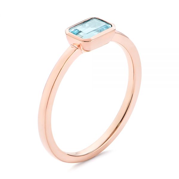 14k Rose Gold 14k Rose Gold Aquamarine Fashion Ring - Three-Quarter View - 105401