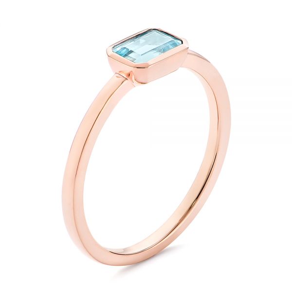 14k Rose Gold 14k Rose Gold Aquamarine Fashion Ring - Three-Quarter View -  105401