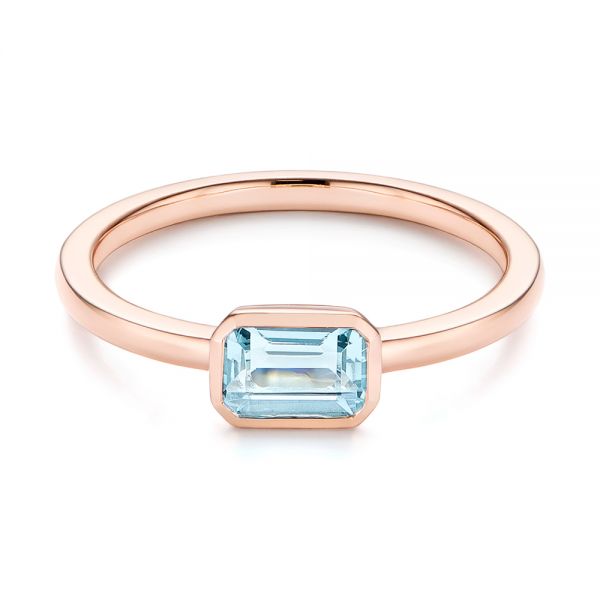 14k Rose Gold 14k Rose Gold Aquamarine Fashion Ring - Flat View -  105401