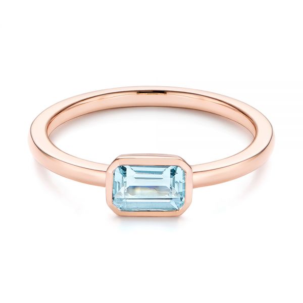14k Rose Gold 14k Rose Gold Aquamarine Fashion Ring - Flat View - 105401
